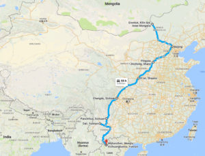 Cross China from Erenhot Chengdu Mohan in 14 days