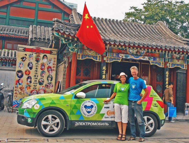 First electric car driving round the world; From Denmark to China